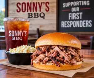 Free Sonny's BBQ Pork Sandwich, Side & Drink for First Responders on October 28